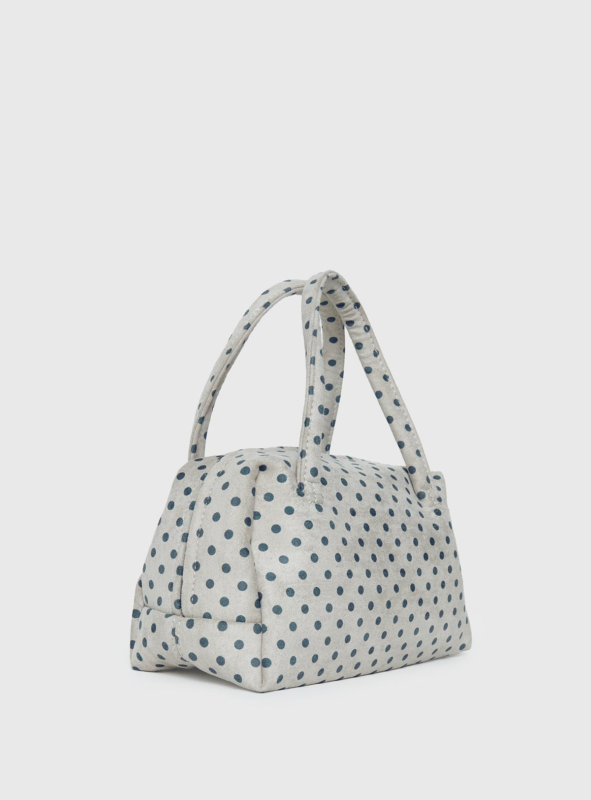 #NOVERA - Bolso Luellah Blanco y Gris de Lunares de Ante Sintético -