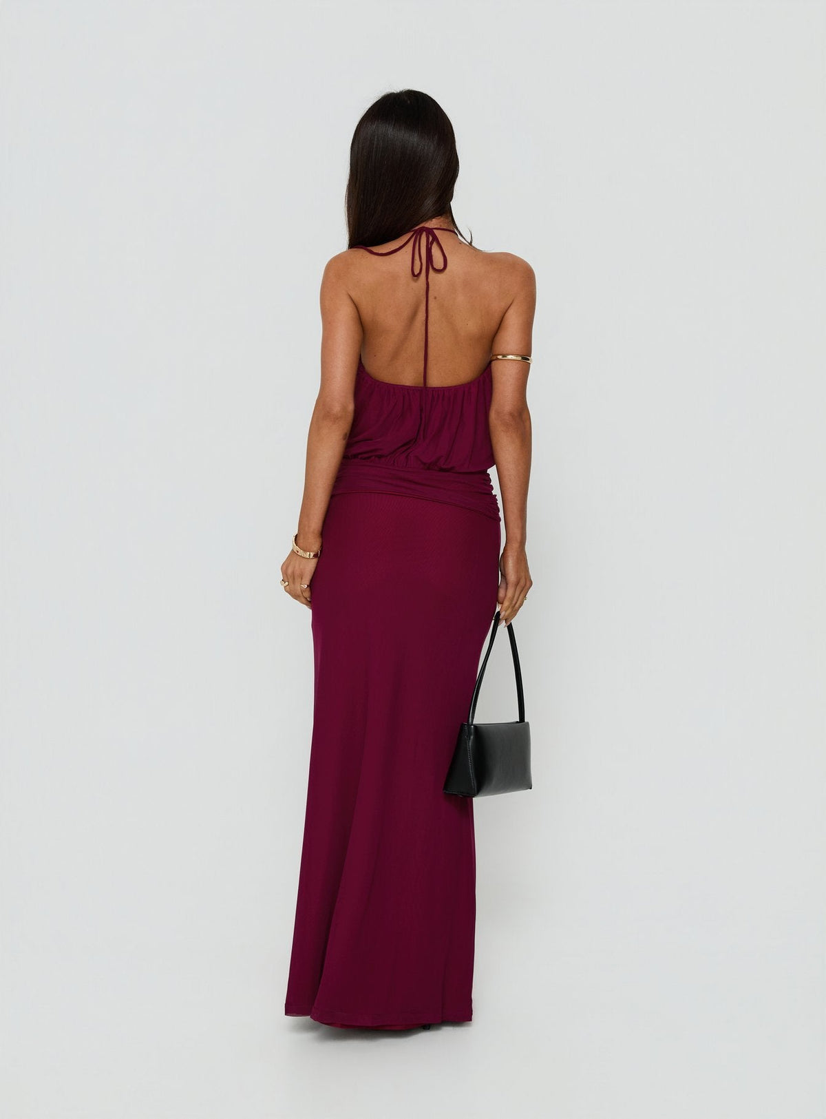 #NOVERA - Vestido Largo Casperina Frambuesa Fruncido Halter -