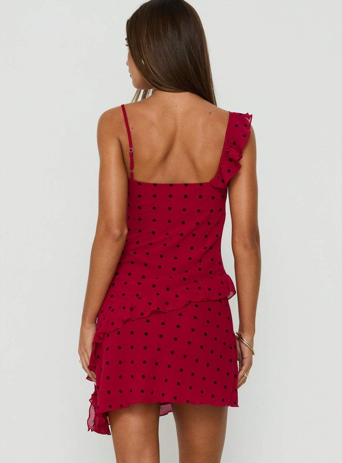 #NOVERA - Vestido Mini Cáceres Rojo de Lunares con Volantes -
