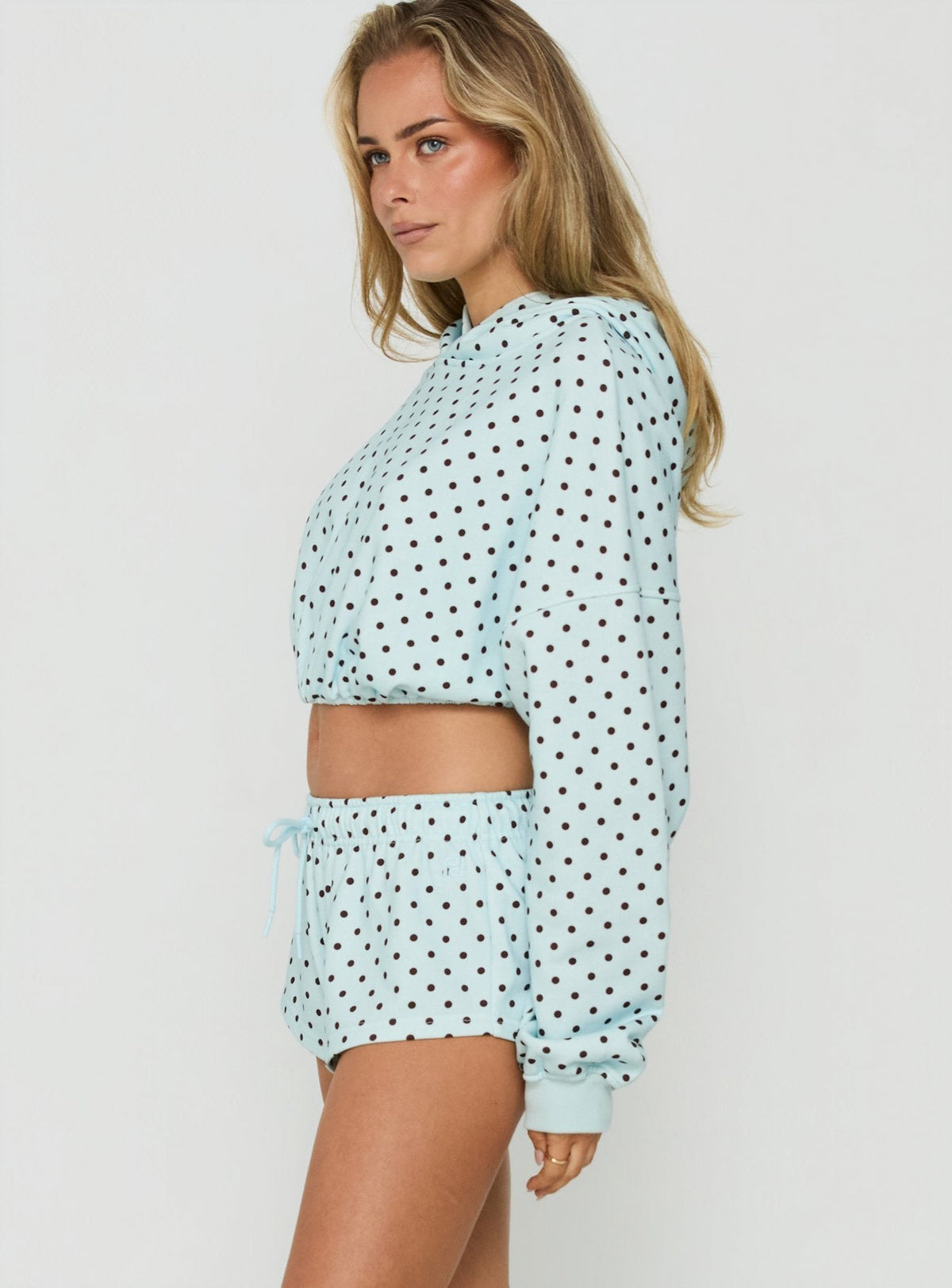 #NOVERA - Shorts Quinncy Azul de Lunares de Tiro Bajo -