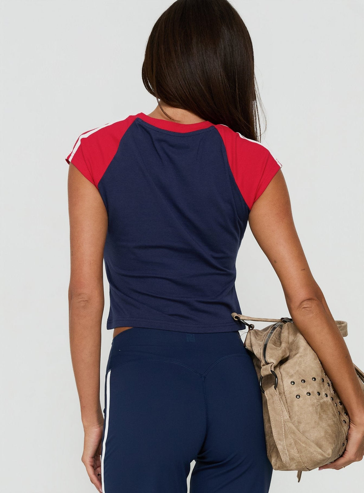 #NOVERA - Camiseta Eva Roja y Azul Marino Estampada -