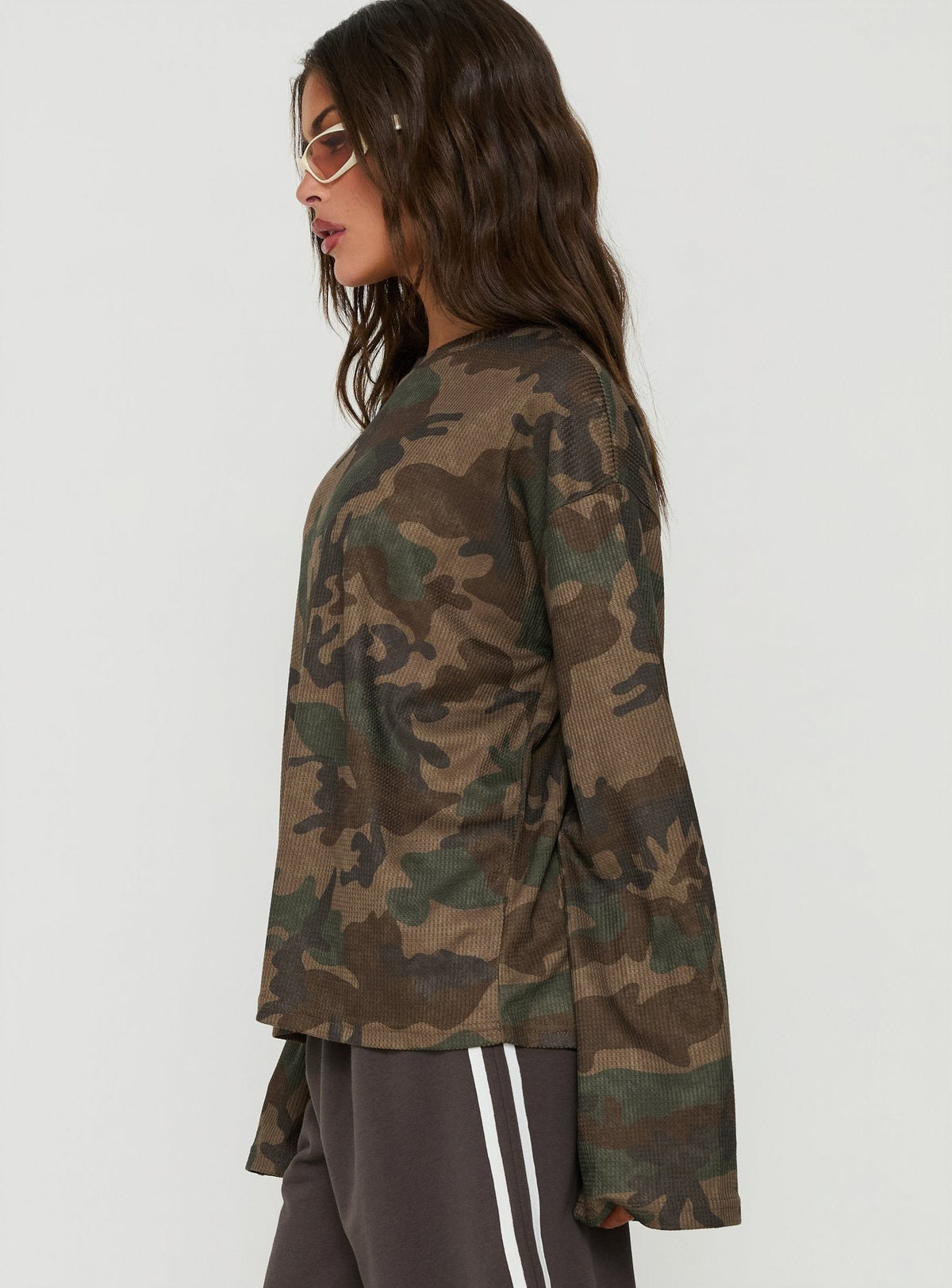 #NOVERA - Top Arlla Camuflaje de Gofre de Manga Larga -