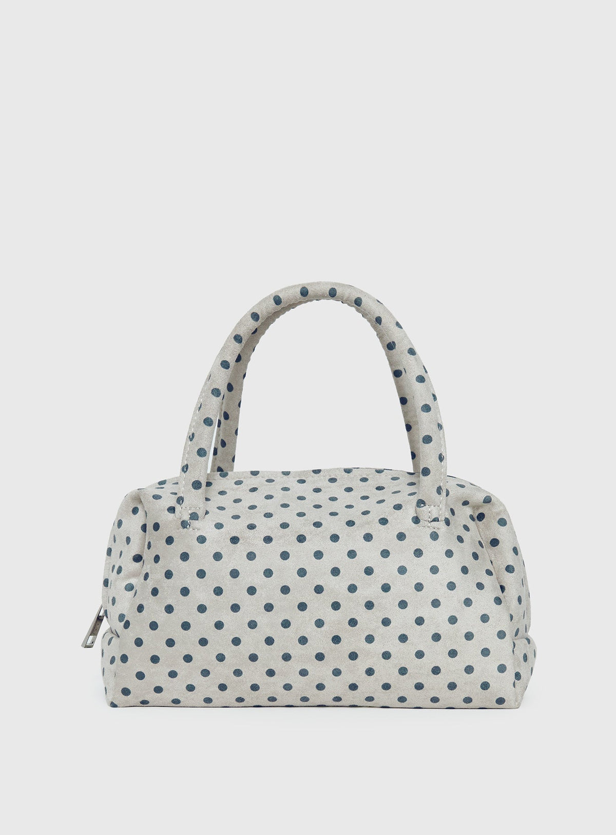 #NOVERA - Bolso Luellah Blanco y Gris de Lunares de Ante Sintético -