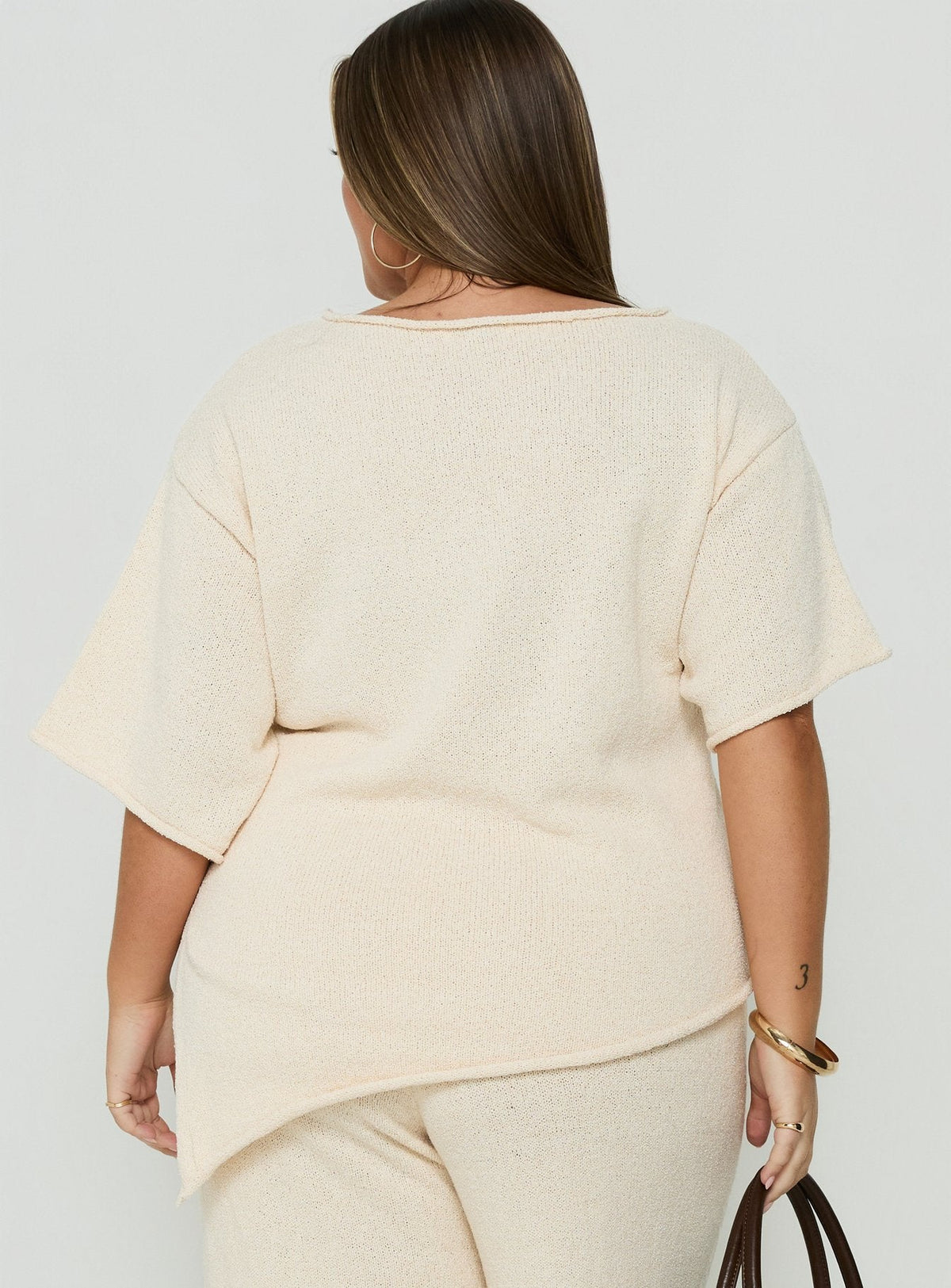 #NOVERA - Poncho Amelise Beige de Punto Talla Grande -