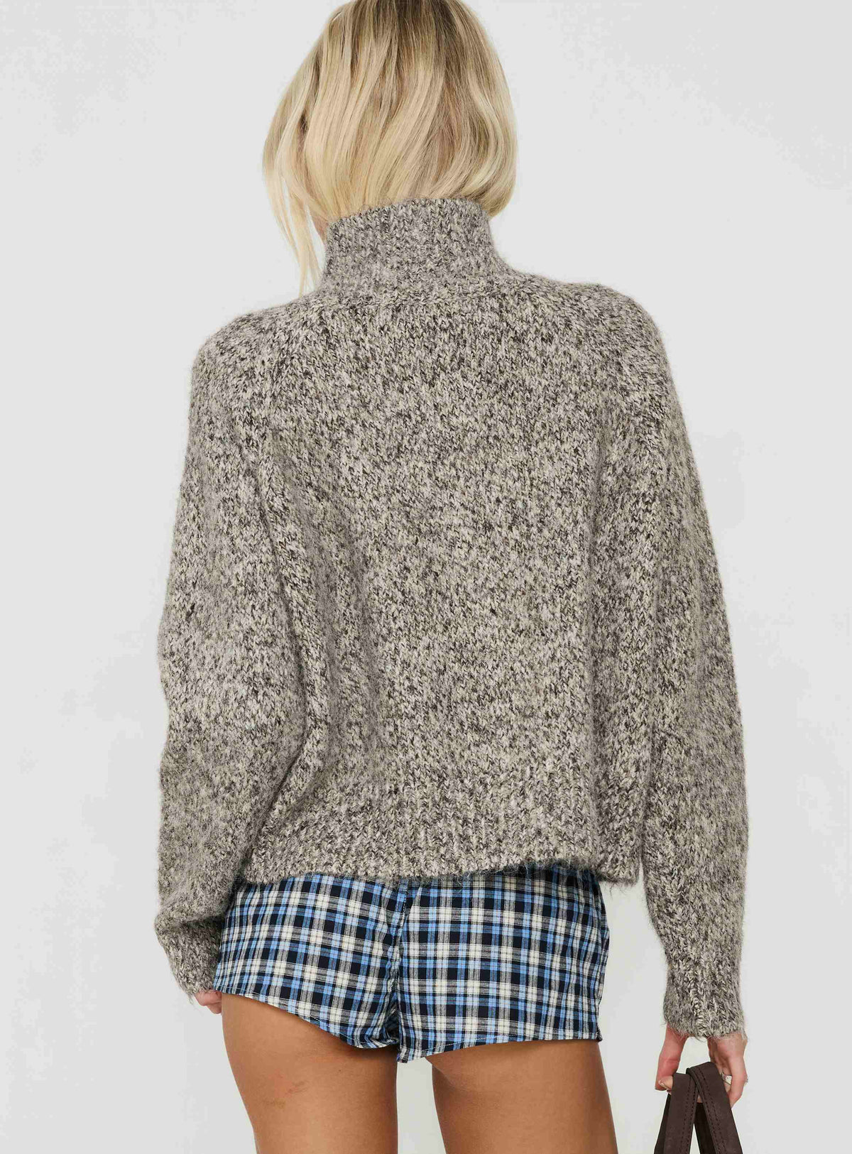 #NOVERA - Jersey Faida Marrón Jaspeado de Cuello Alto de Punto -