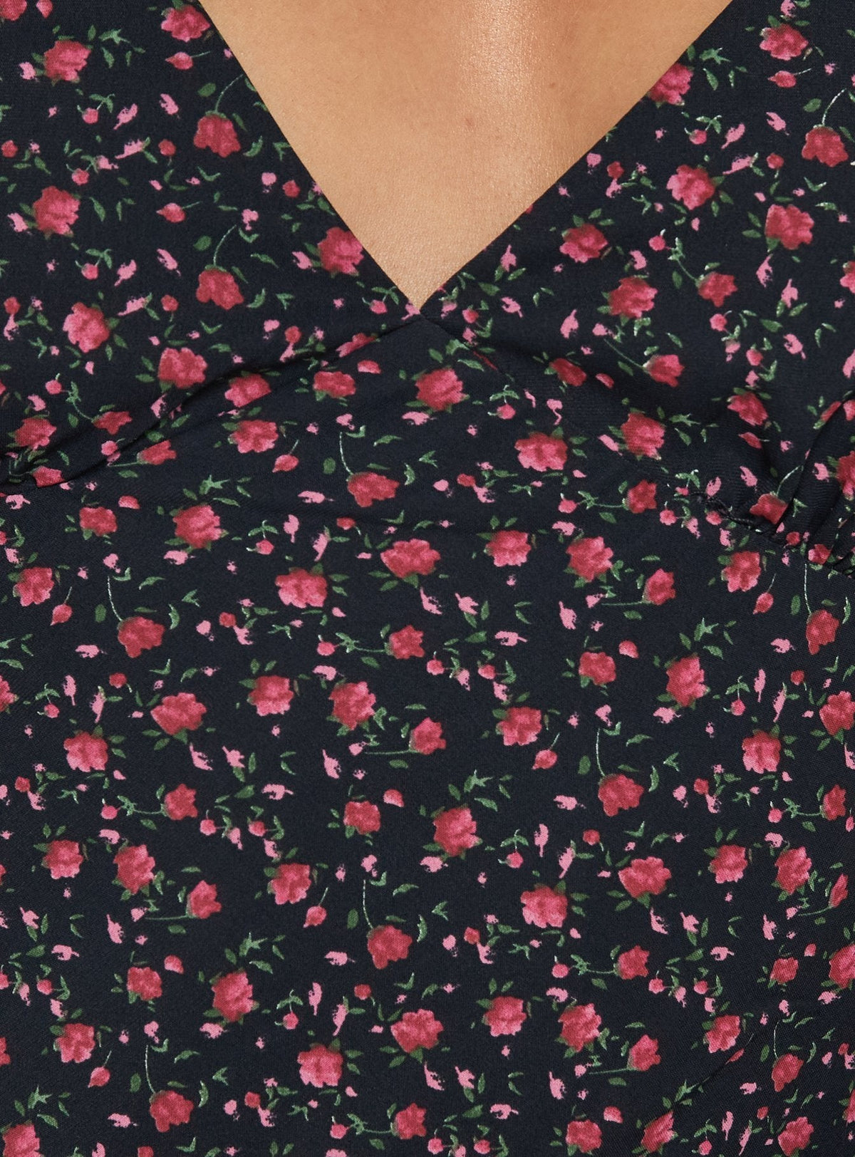 #NOVERA - Vestido Mini Rosabelle Azul Marino y Rojo de Flores Halter de Satén -