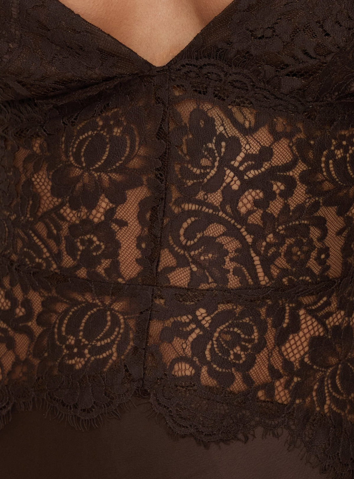 #NOVERA - Vestido Largo Kylenn Chocolate de Encaje de Satén -