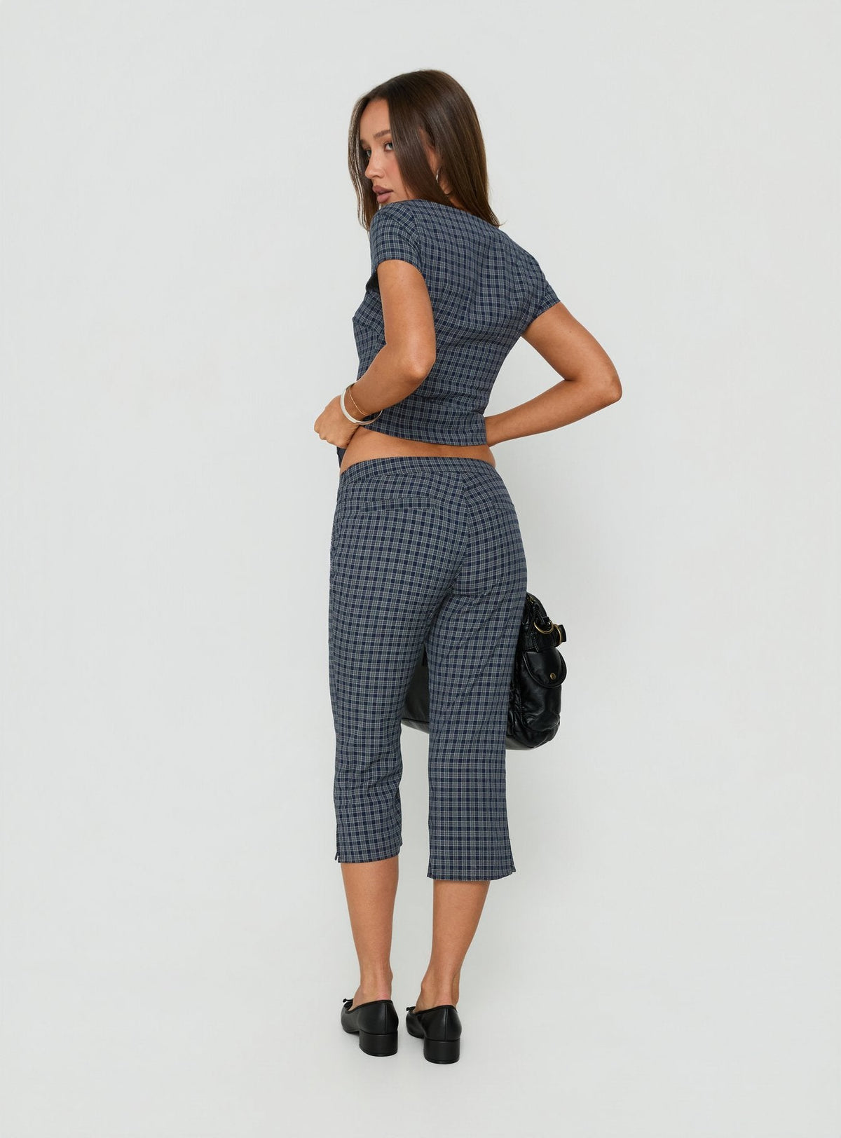 #NOVERA - Pantalón Capri Mayvie Azul Marino de Cuadros -