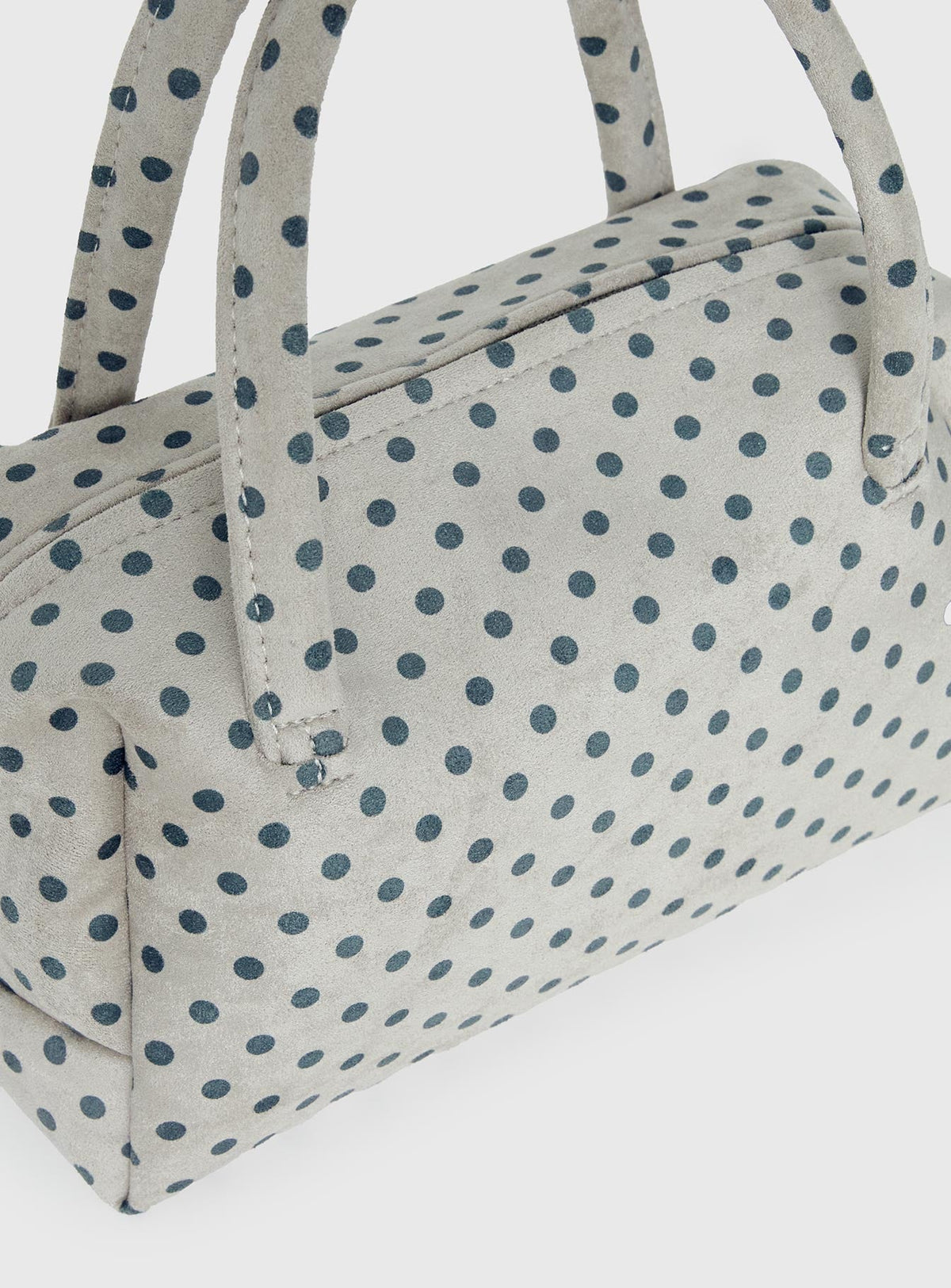 #NOVERA - Bolso Luellah Blanco y Gris de Lunares de Ante Sintético -