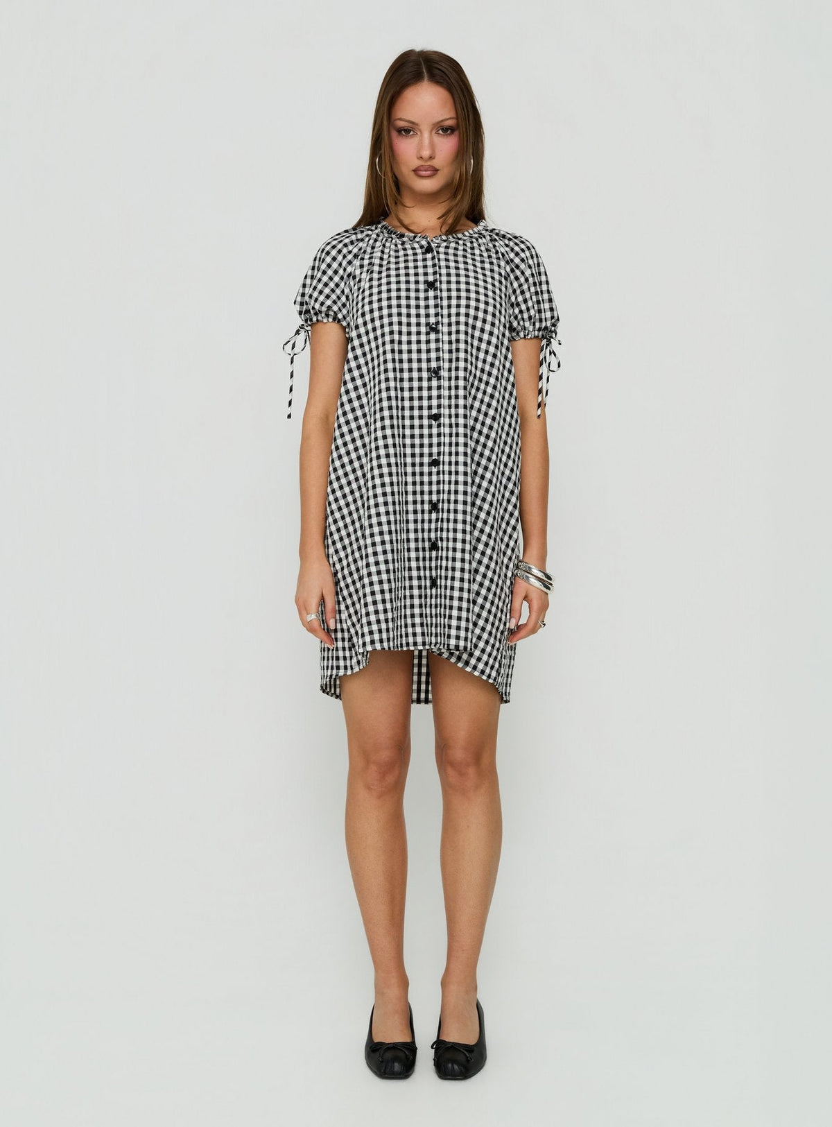 #NOVERA - Vestido Mini Angelikah Negro y Blanco de Vichy Babydoll -