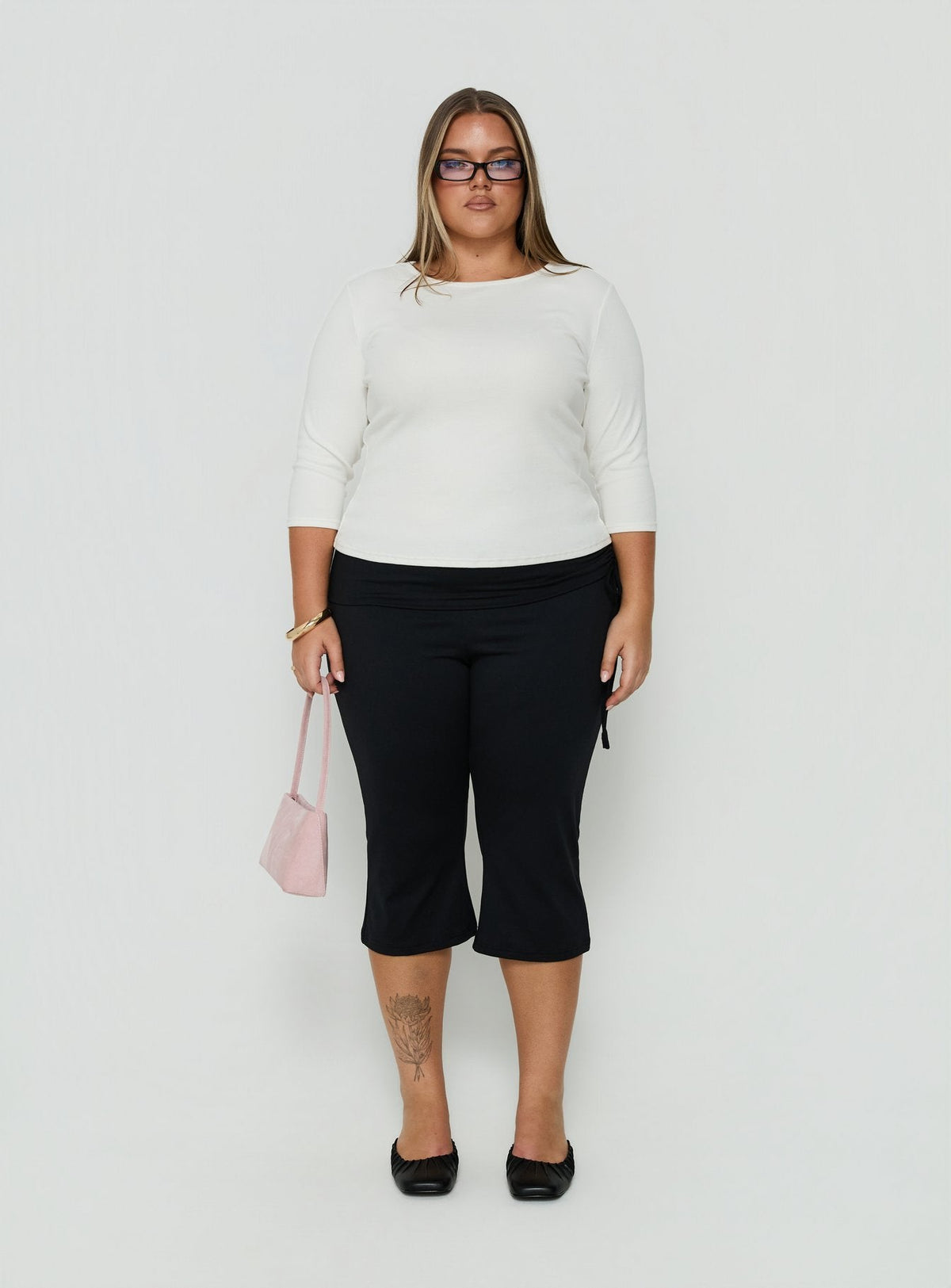#NOVERA - Pantalón Capri Bailor Negro Talla Grande -