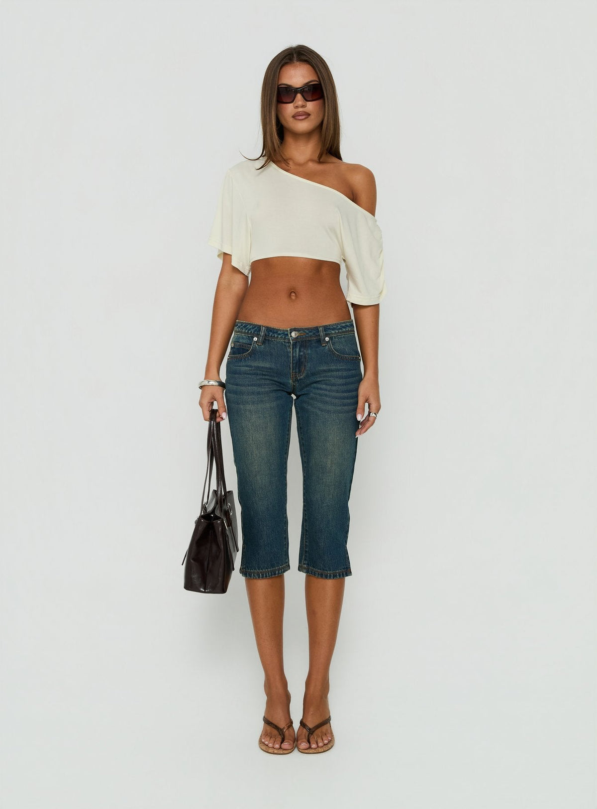 #NOVERA - Crop Top Miskie Amarillo Mantequilla Amarillo Drapeado con Hombros Descubiertos -