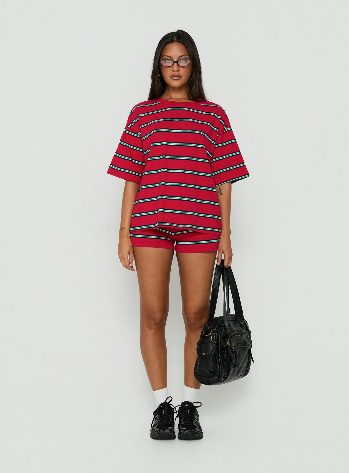 #NOVERA - Shorts Luna Rojos de Rayas -