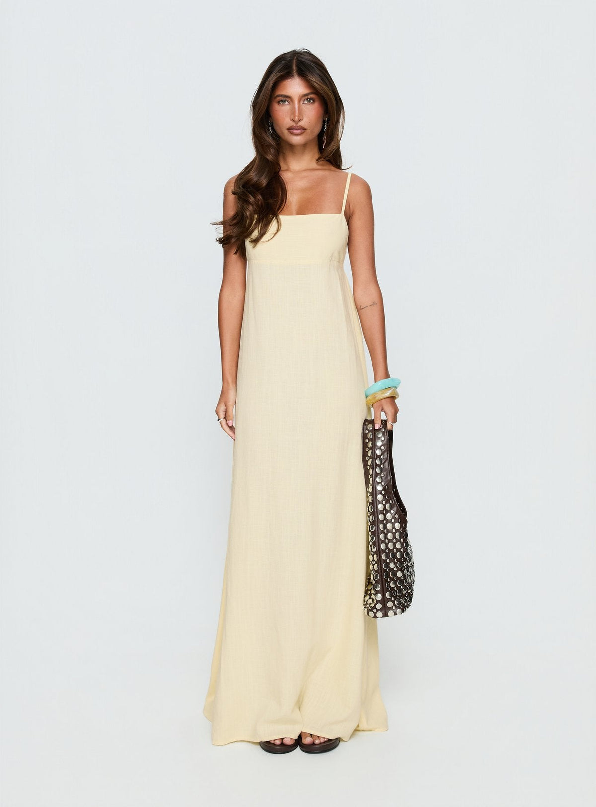 #NOVERA - Vestido Largo Solie Amarillo Mantequilla -