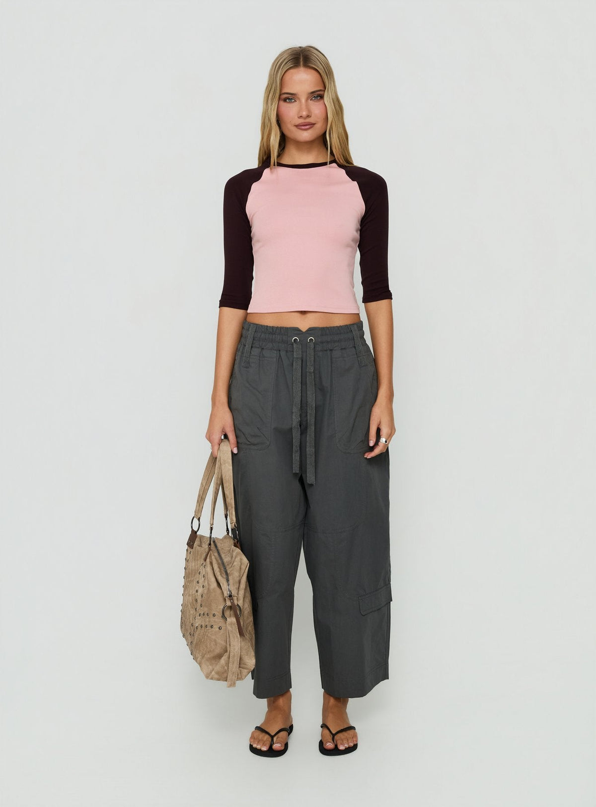 #NOVERA - Pantalón Margarita Gris Antracita Cargo -