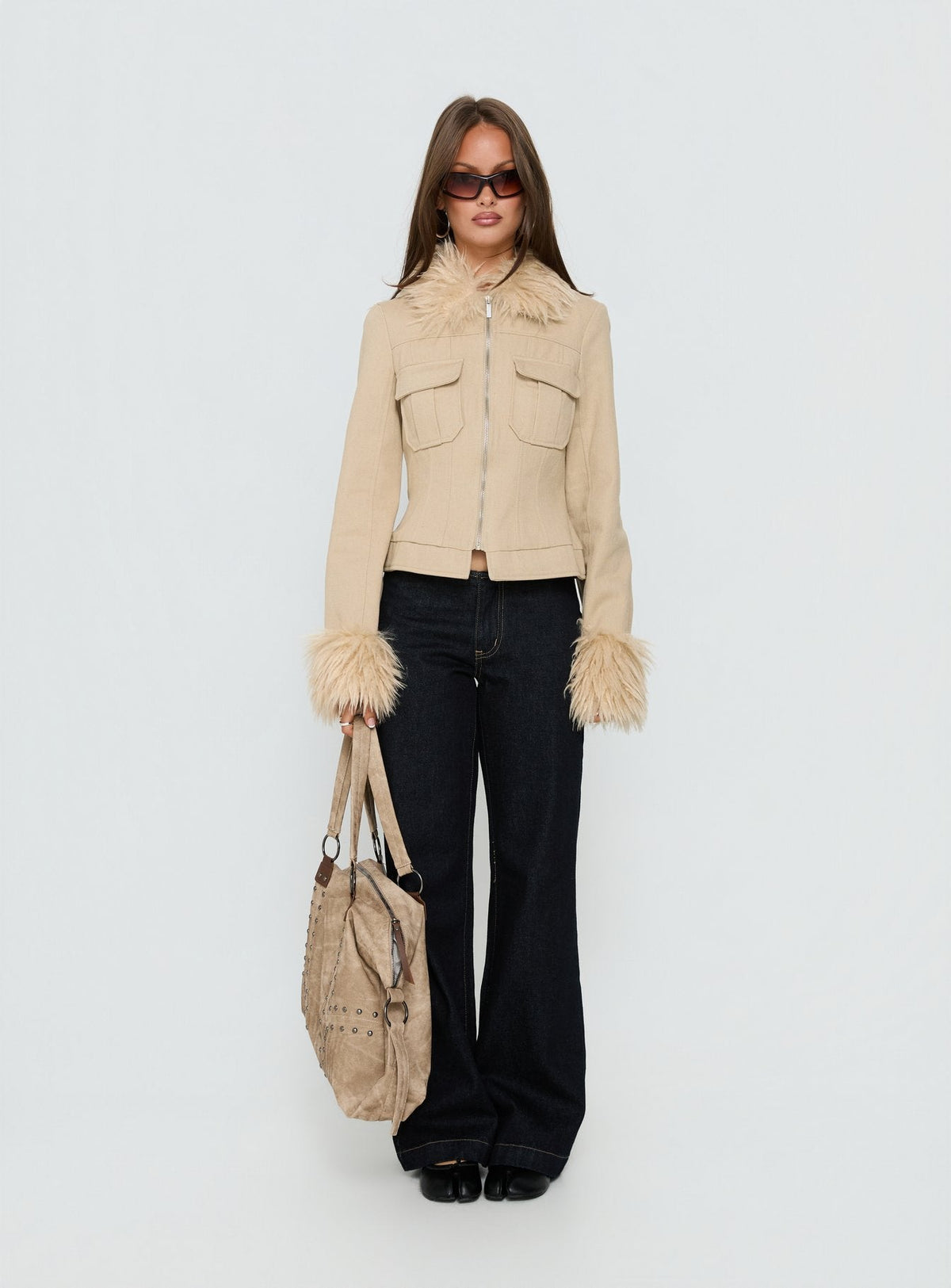 #NOVERA - Chaqueta Nindie Camel de Pelo Sintético -
