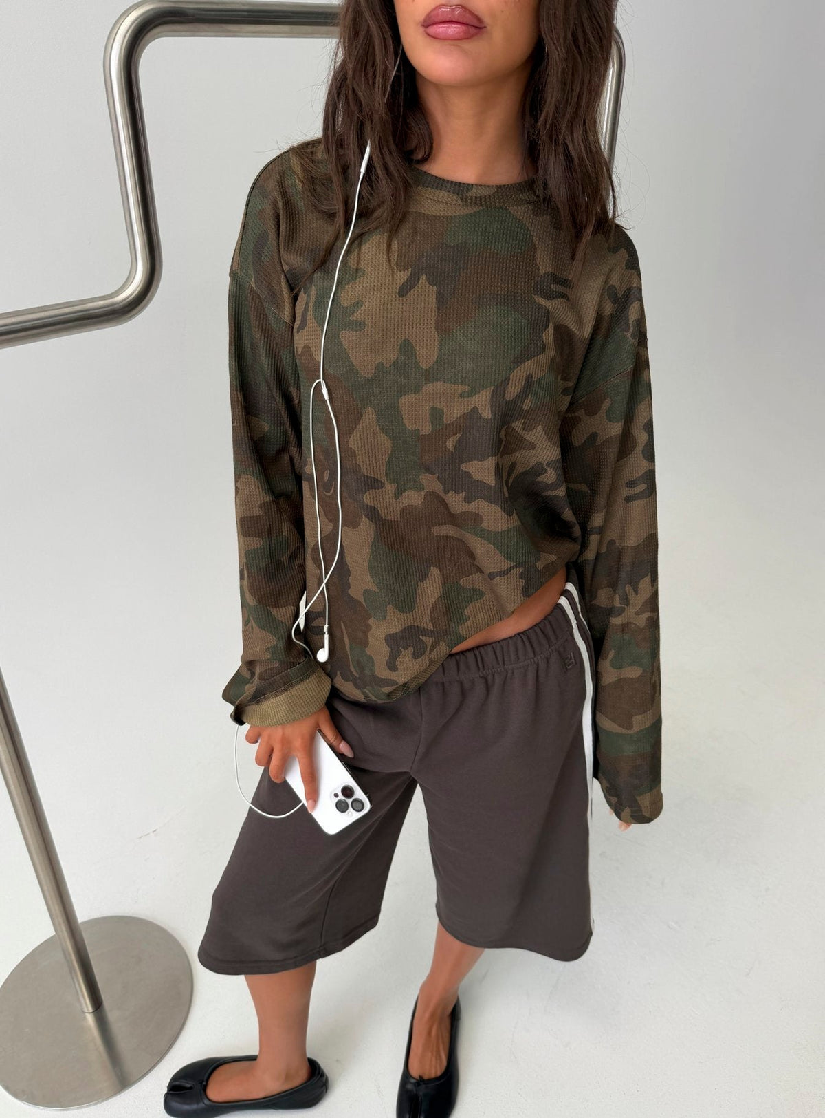 #NOVERA - Top Arlla Camuflaje de Gofre de Manga Larga -