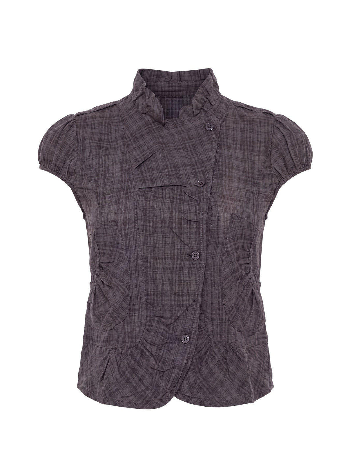 #NOVERA - Top Aryalda Multicolor de Cuadros de Manga Corta -