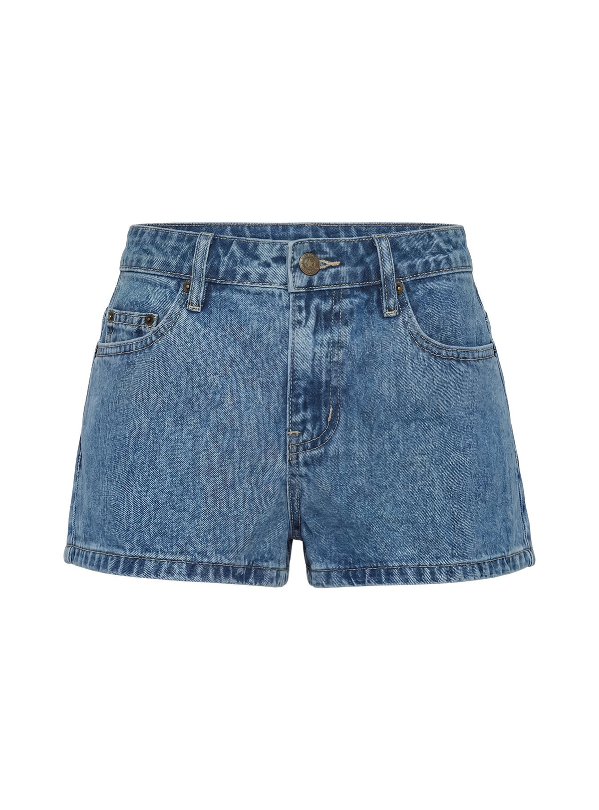 #NOVERA - Shorts Dreamful Azul Medio Lavado de Tiro Bajo Denim -