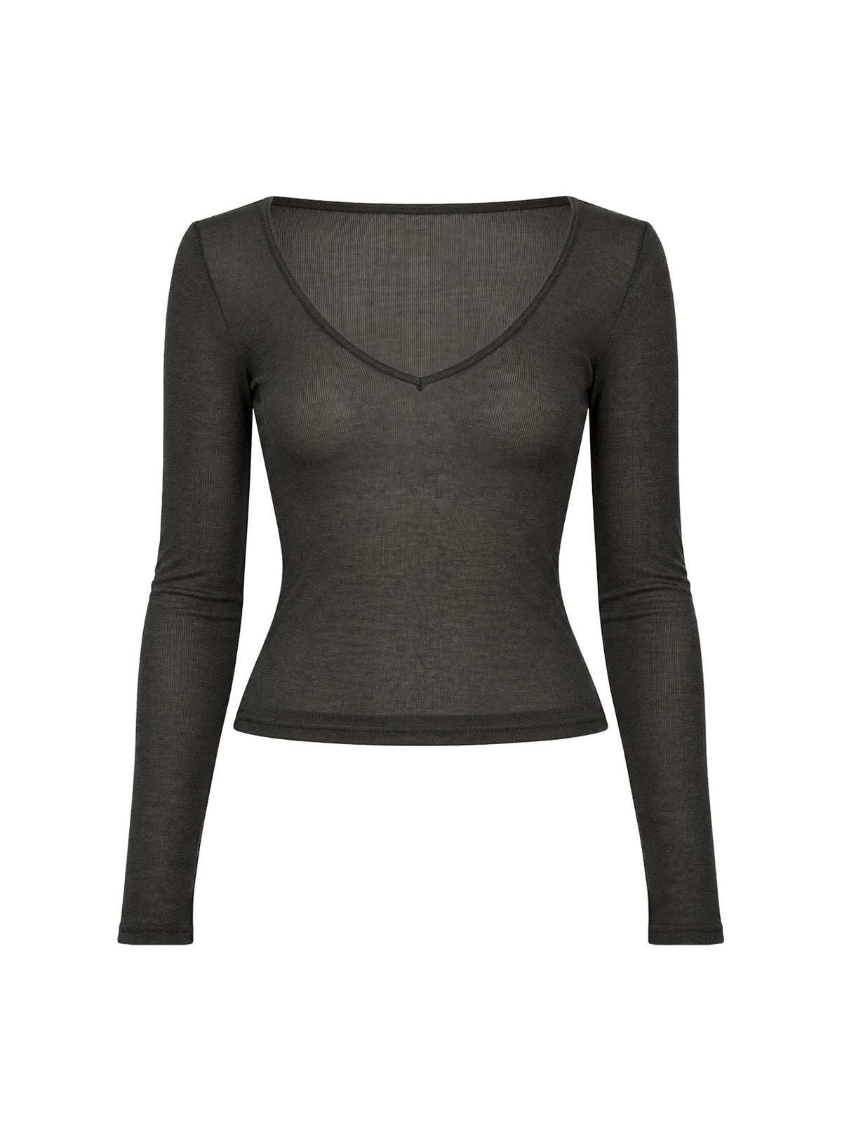 #NOVERA - Top Kaiyah Pizarra Transparente con Cuello en V -